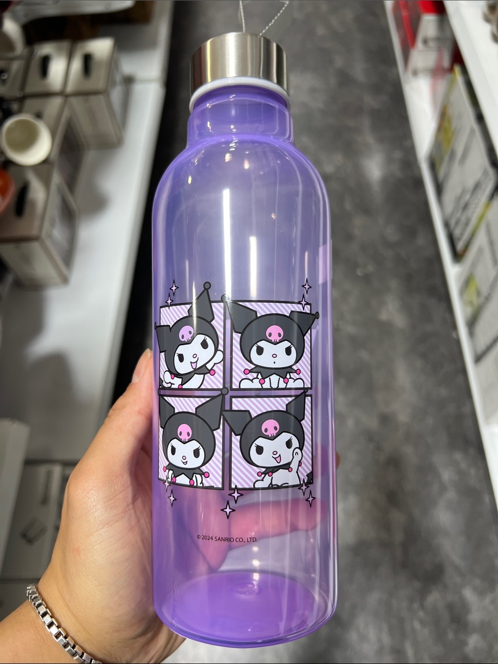Sanrio Kuromi Lavender Clear Character Water Bottle